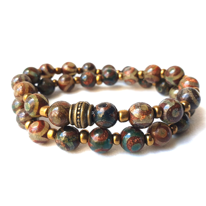 BRACELET double protection EN AGATE "façon Tibet"
