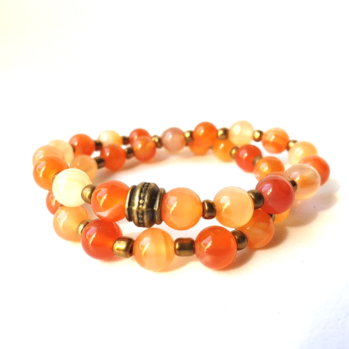 BRACELET double protection EN CORNALINE
