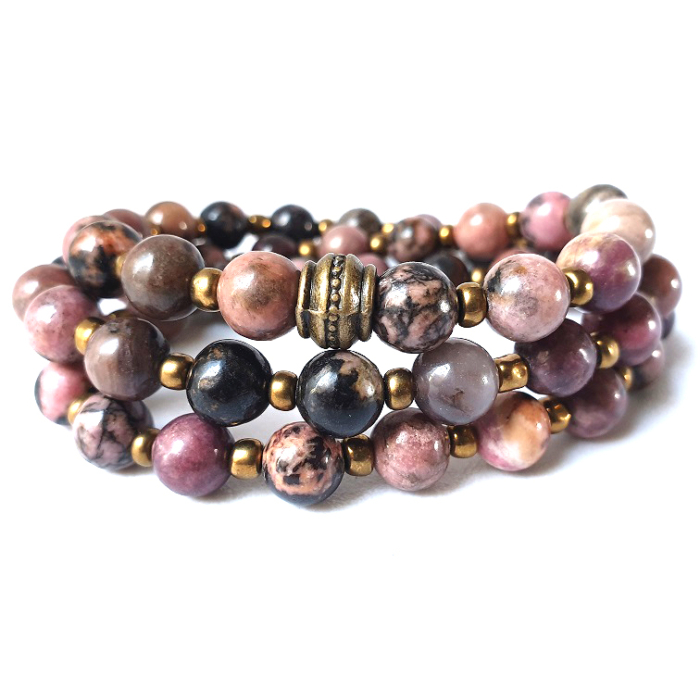BRACELET / COLLIER triple protection EN RHODONITE