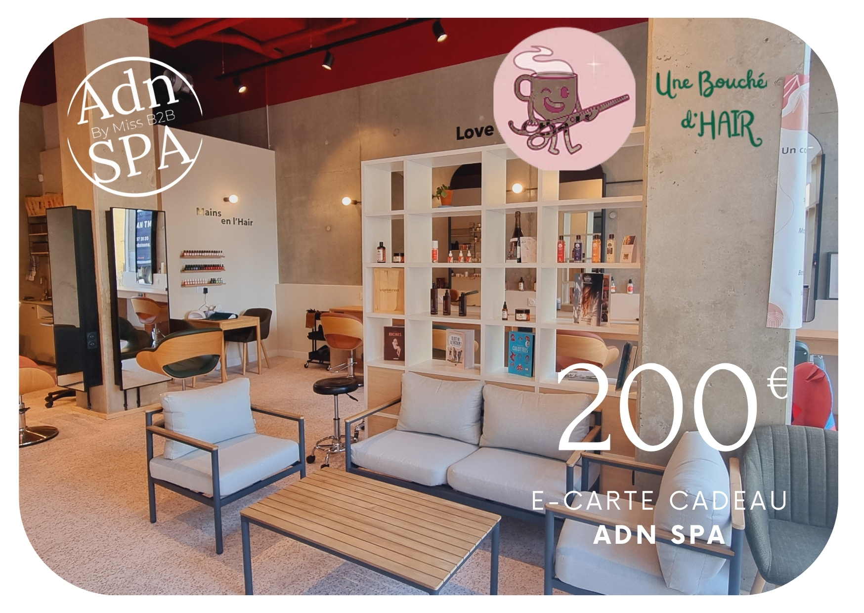 Pass Bien-Être | Carte cadeau de 200€ à utiliser chez Une Bouchée d'HAIR